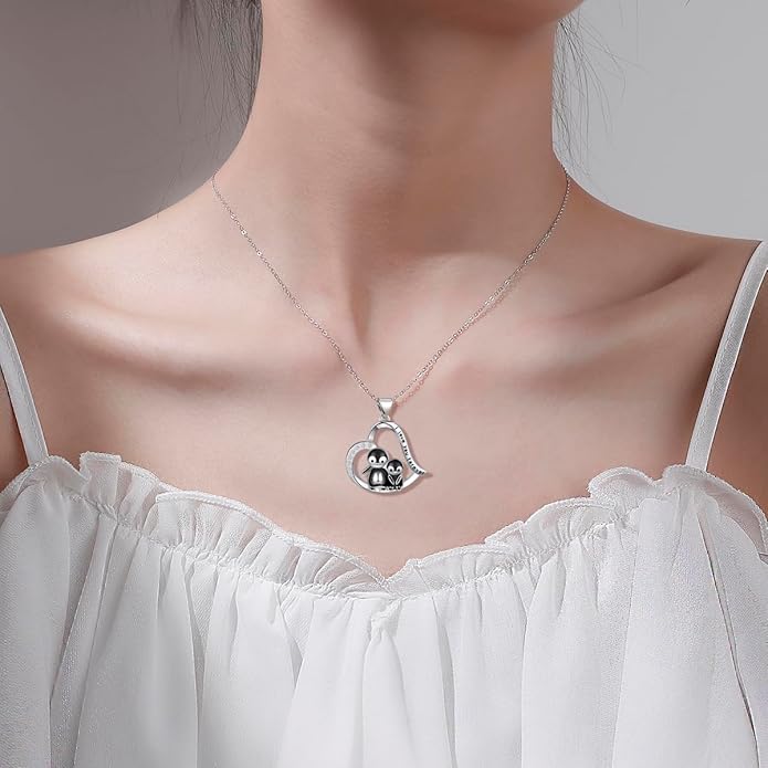 Penguin/Elephant/Frog Mushroom/Cat/Fox/Highland Cow/Axolotl/Yorkie Necklace Jewelry for Women Birthday Christmas Gifts