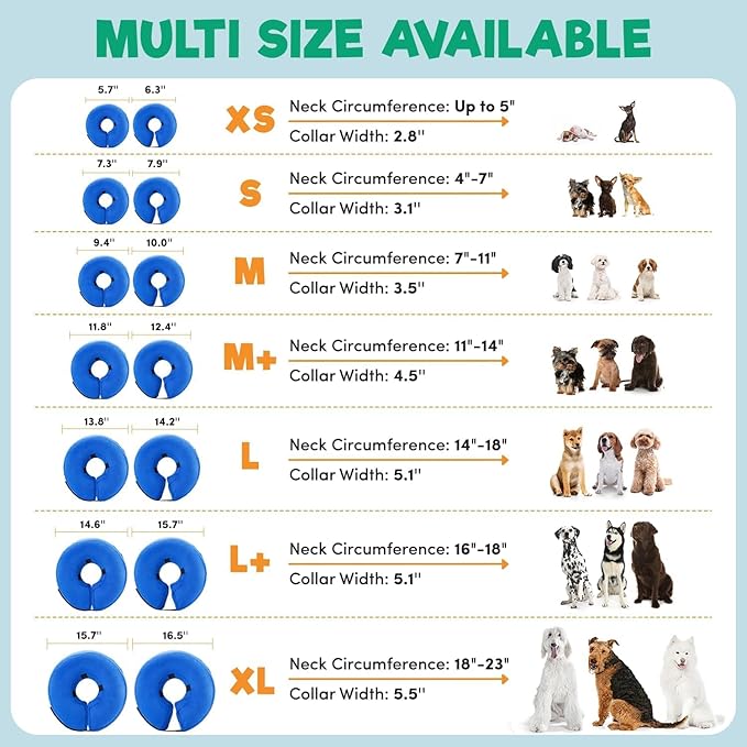 BENCMATE Inflatable Dog Cone Collar Alternative, Soft Dog Cone for Small Medium Large Dogs and Cats, Neck Recovery ECollar Donut Collar After Surgery (Medium+, Plaid)
