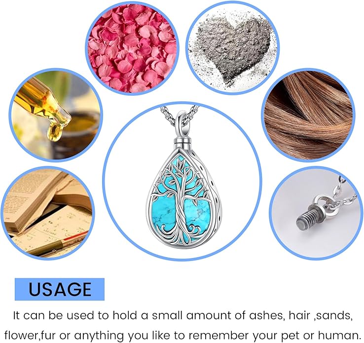 Eusense Cremation Jewelry for Ashes Urn Necklace to Put Ashes In 925 Sterling Silver Memorial Pendant Tree of Life Infinity Urn Necklaces for Ashes Necklace for Women Men