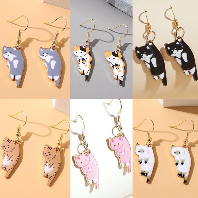 Cat Earrings for Women Trendy Stuff Mothers Day Gifts Funny Animal Stud Earrings Jewelry Gifts for Cat Lovers Birthday Christmas