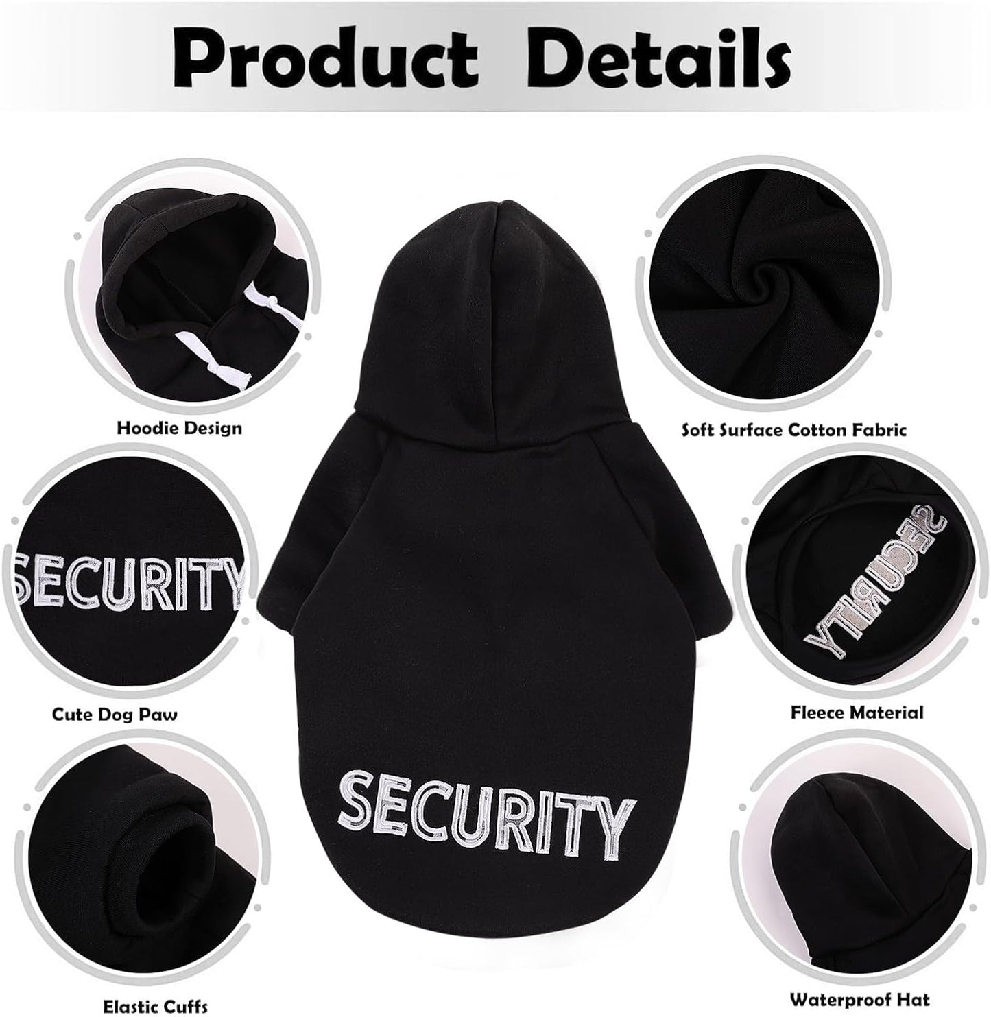 SAWMONG Dog Hoodie,Flannel Pet Hooded Sweater with Hat Puppy Pullover Sweater Shirt,Dog (Security Black,M)