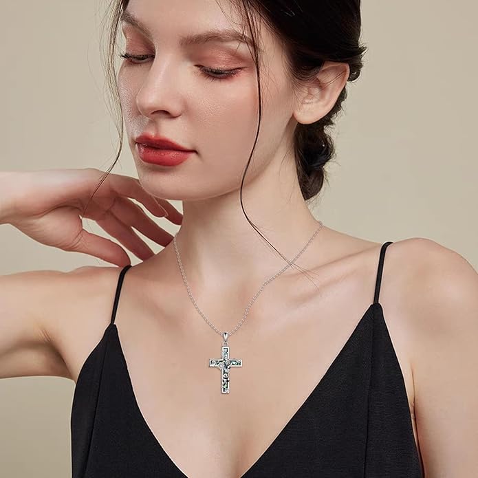 YFN Cross Necklace Sterling Silver Religious Cross Pendant Jewelry Christian Gifts for Women Men