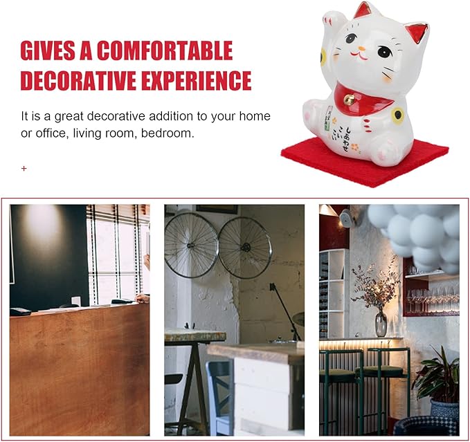 PRETYZOOM Japanese Lucky Cat Figurine Ceramic Fortune Cat Beckoning Maneki Statue Good Luck Collectible Figures Feng Shui Tabletop Animal Sculpture for Business Opening Wealth