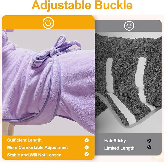 Medium to Large Size Dog Bathrobe, Quick Drying Super Absorbent Used for After Bathing, Warm Dog Towels, Adjustable Hoodies and Belts for Pet Dogs Bath Clothes Products(Purple, 4XL)