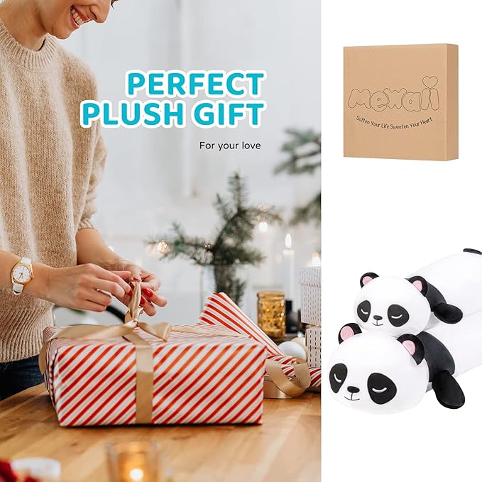 Panda Plush Body Pillow, 25” Panda Stuffed Animal Squishy, Cute Plushies Cuddle Pillows for Kids, Long Pillow Plush Toys, Birthday Gifts for Women, Girls and Males