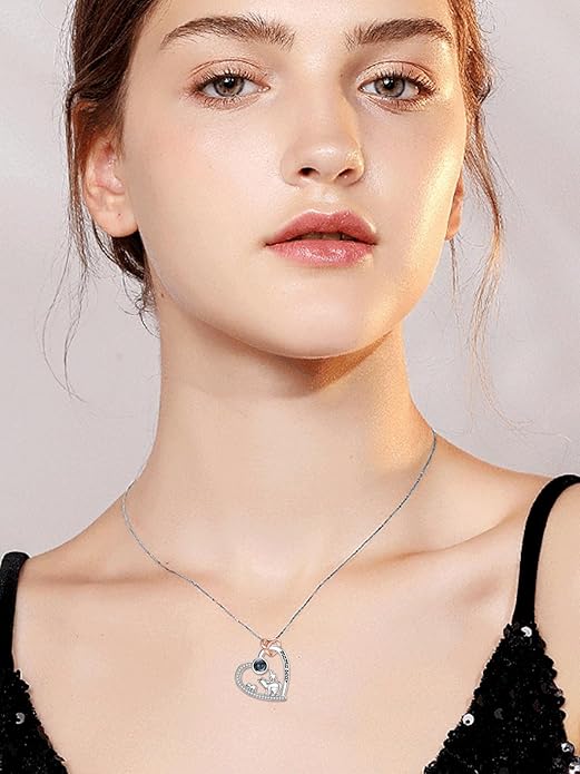 Mothers Day Gift for Mom 925 Sterling Silver Mama Bear/Dinosaur/Cat/Bird/Chicken Necklace with 1 2 3 4 5 Cubs Jewelry for Women Wife Grandma