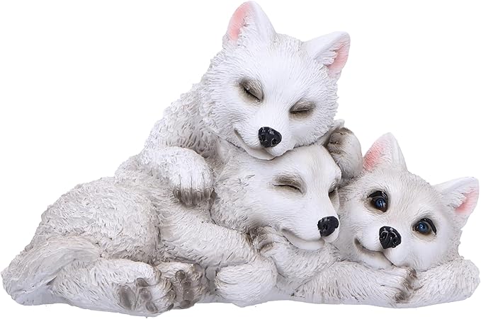 Nemesis Now Sleepy Wolf Pups Figurine 14cm, Resin, White, Three Baby Wolves Figure, White Wolves Trio Ornament, Collectable Wolf Giftware, Cast in The Finest Resin, Expertly Hand-Painted