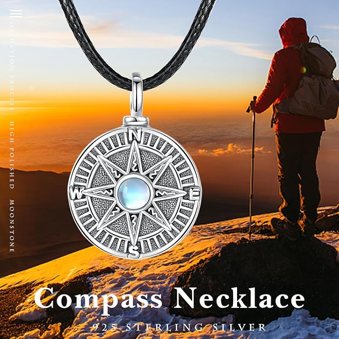 MEDWISE Wing/Wolf/Compass Urn Necklace for Ashes 925 Sterling Silver Necklace Guardian Angel Ashes Keepsake Memorial Urn Pendant Pet Cremation Jewelry for Ashes Memorial Jewelry for Dog Cat Pet Men