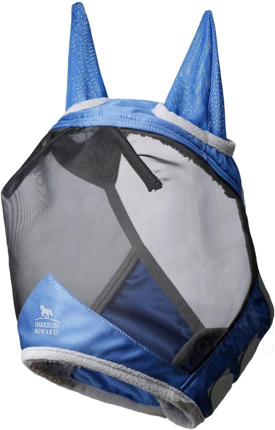 Harrison Howard CareMaster Pro Luminous Horse Fly Mask Large Eye Space Standard with Ears UV Protection for Horse Royal Blue M Cob