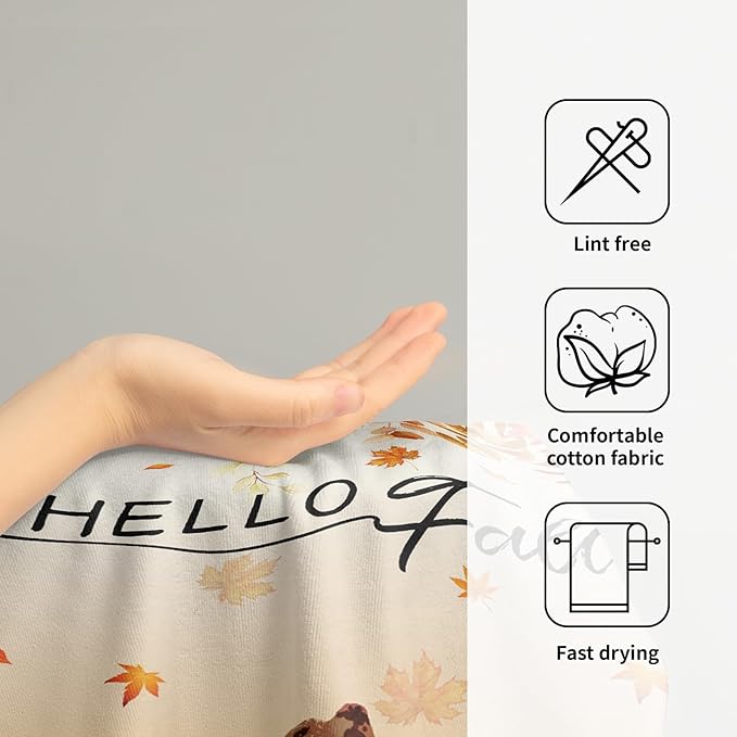 Giwawa Fall Dogs Hand Towels for Bathroom Set of 2 Autumn Leaves Soft Absorbent Small Bath Towels Holiday Decorative Kitchen Guest Dish Towel