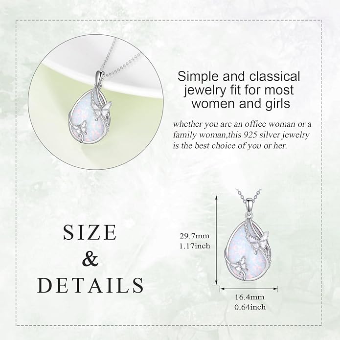 KQF Dragonfly/Butterlfy/Cat/Jellyfish/Bunny/Axolotl/Bee/Mermaid/Hummingbird/Elephant Necklace for Women Sterling Silver Moonstone Pendant Necklace Dragonfly Jewelry Gifts for Women