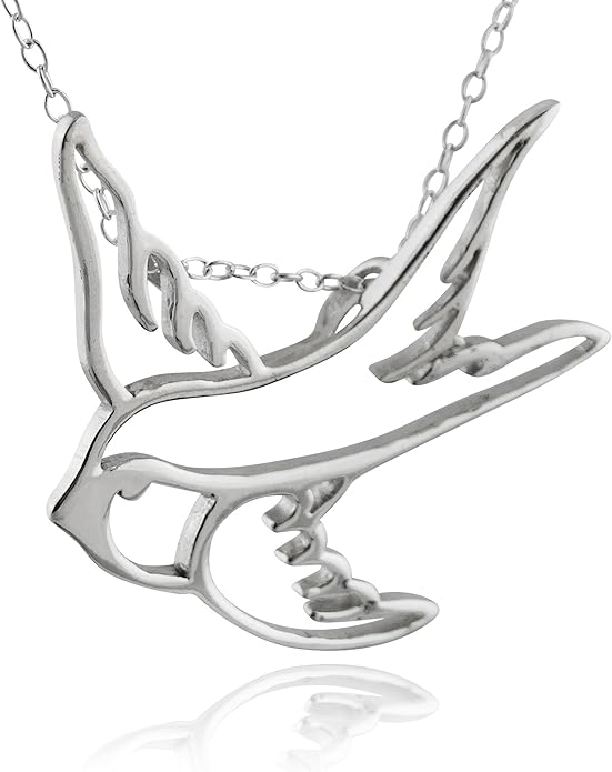 FashionJunkie4Life Sterling Silver Bird Pendant Necklaces for Women