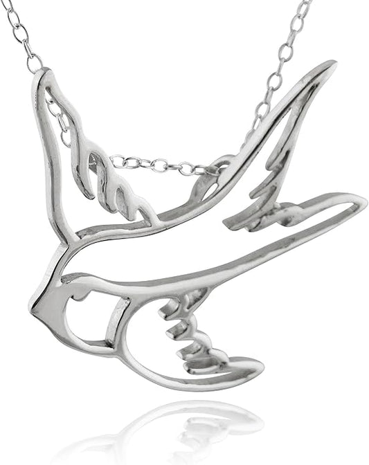 FashionJunkie4Life Sterling Silver Bird Pendant Necklaces for Women