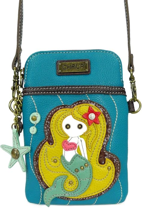 CHALA Cell Phone Crossbody Purse-Women PU Leather/Canvas Multicolor Handbag with Adjustable Strap