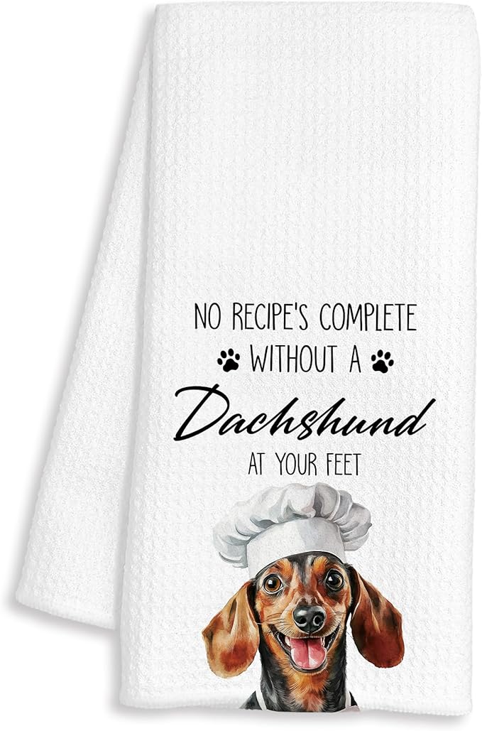 Dachshund Kitchen Towels Decorative, Weiner Dog Dish Tea Towels for Kitchen Drying, Weiner Dachshund Lover Gifts Hand Towels, Pet Lovers Dog Mom Gifts, 16x24 Inch