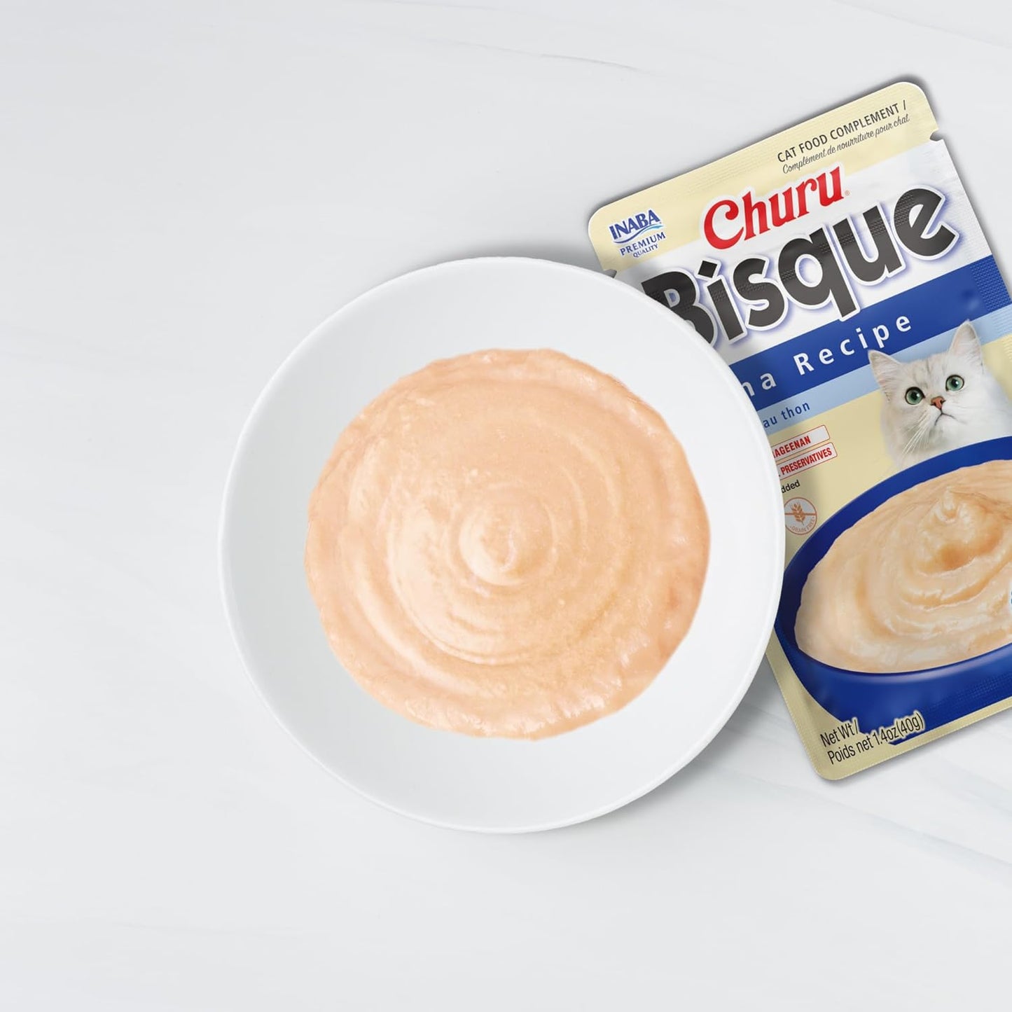 INABA Churu Bisque for Cats, Creamy Lickable Purée Side Dish with Vitamin E, 1.4 Ounces per Pouch, 12 Pouches, Chicken with Beef Recipe