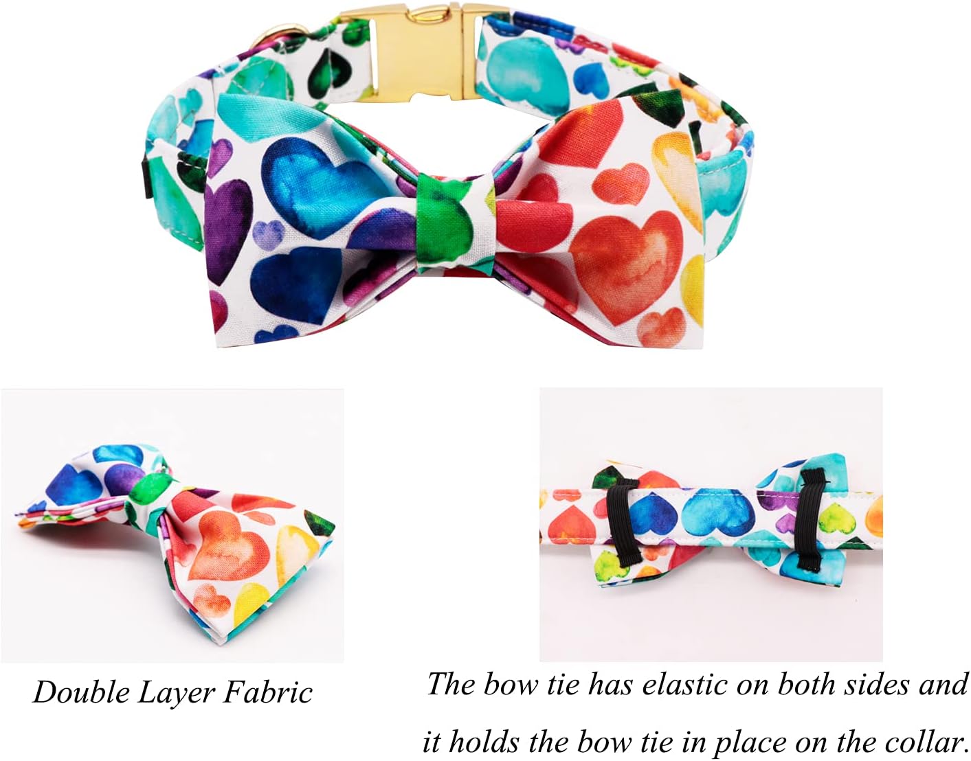 Lionet Paws Valentine's Day Dog Collar with Bowtie, Soft and Comfortable, Adjustable Collar for X-Large Dogs, Neck 16-26 inches