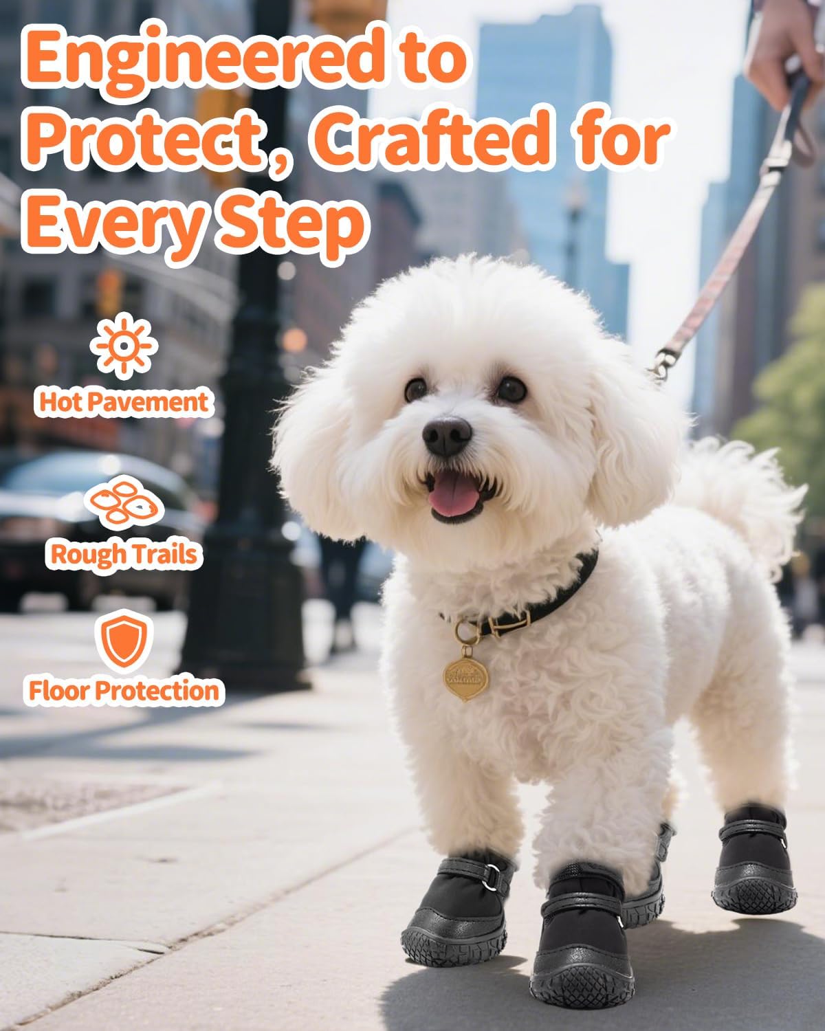 Dog Shoes for Small Dogs, Double Binding Straps Puppy Boots & Paw Protectors for Summer Hot Pavement, Winter Snow Dog Booties with Anti-Slip Rubber Soles for Beach Hardwood Floor Black Size 1