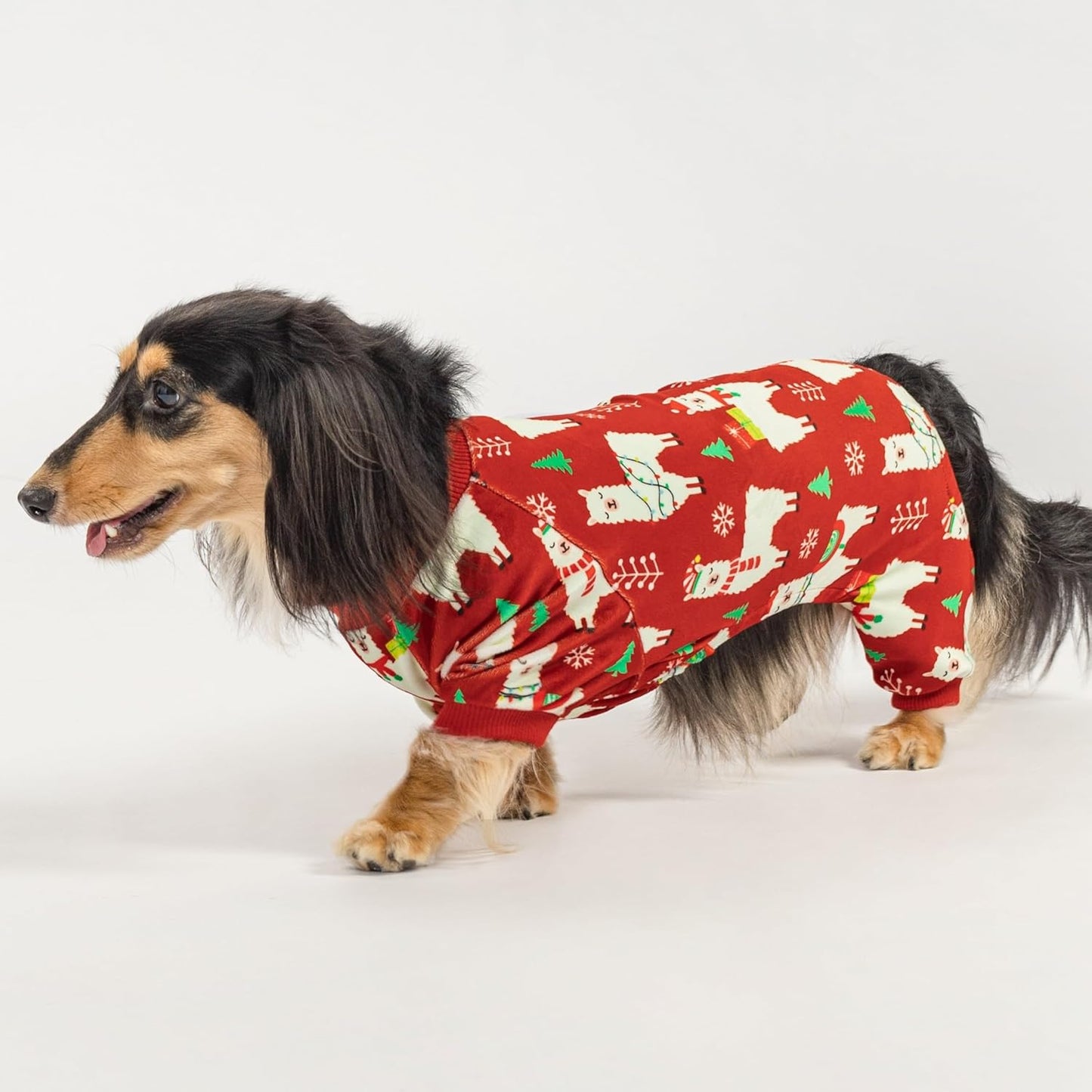 Fitwarm Christmas Alpaca Dog Pajamas, Christmas Clothes for Small Dogs Boy Girl, Holiday Pet Outfit, Red, Green, White, Medium