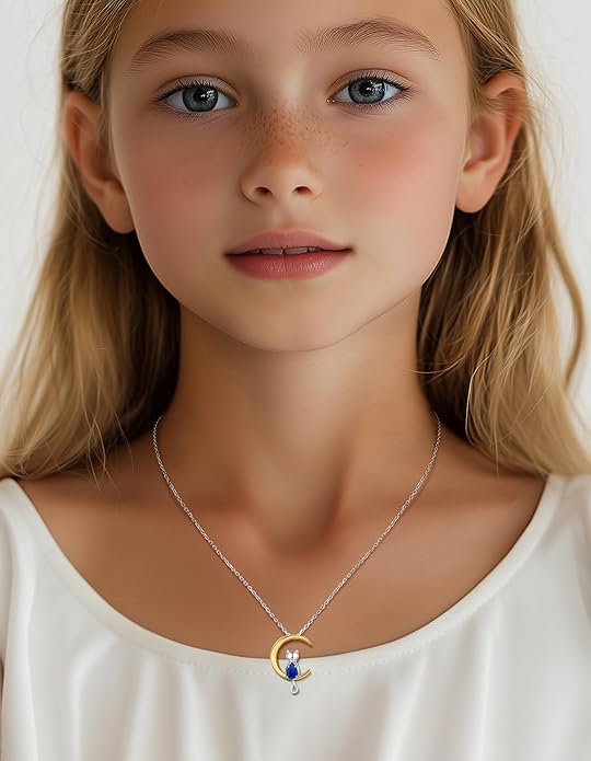 Birthstone Necklace for Women Girls, Cat Necklaces 925 Sterling Silver Teardrop Pendant 18K Gold-Plated Birthstone Jewelry Gifts for Birthday Easter