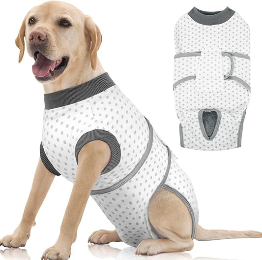 FUAMEY Dog Recovery Suit Male,Dogs Surgery Neuter Suits Puppy Spay Shirts for Female Protect Dog's Skin Anti Licking Abdominal Wounds Doggie Onesie Pet Bodysuit Alternative to Cone Polka Dot XL