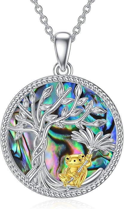 TOUPOP Tree of Life Animal Necklace 925 Sterling Silver Crystal/Abalone Shell Animal Pendant Jewelry Birthday Mothers Day Gifts for Women Mom Wife Her