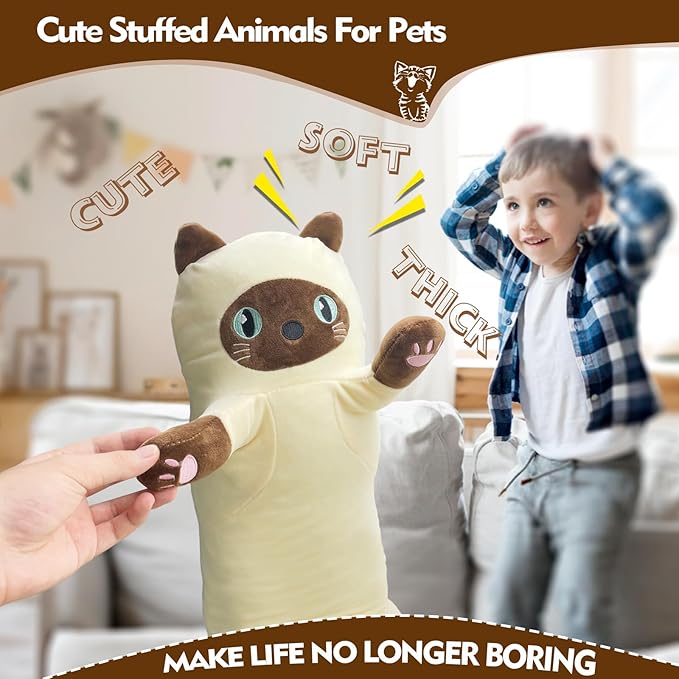 Long Cat Plush Pillow, 19.6in Cute Yellow Cat Plushie Stuffed Animals Body Pillow, Kawaii Kitten Soft Plushie Doll Toy Birthday Gift for Kids Girlfriend