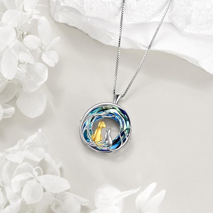 Cat Necklace Sterling Silver Cat Pendnat with Rose Quartz Pearl Jewelry Gifts for Women Cat Lovers