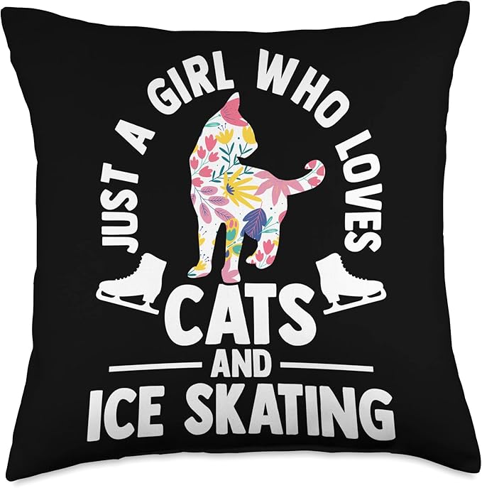 Just a girl who loves cats and ice skating Figure Skating Throw Pillow