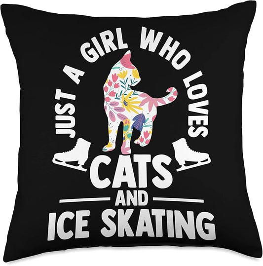 Just a girl who loves cats and ice skating Figure Skating Throw Pillow