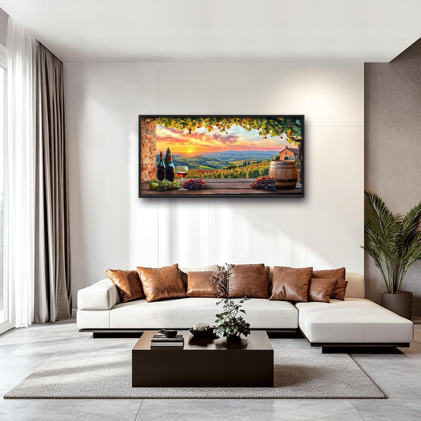 Large Sunrise Landscape Wall Art for Living Room, Sunset Scenery Canvas Oversized Wall Decor for Dining Room, Farmhouse Framed Pictures Painting Print Artwork for Bedroom Office 60L" x 30W"