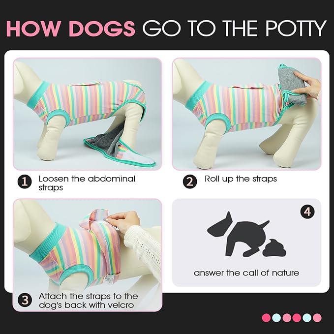 FUAMEY Recovery Suit for Dogs After Surgery,Soft Breathable Dog Bodysuit E-Collar & Cone Alternative Surgical Suit,Male Female Dog Neuter Spay Suits Anti Licking Wounds Onesie Mint Green Stripes M