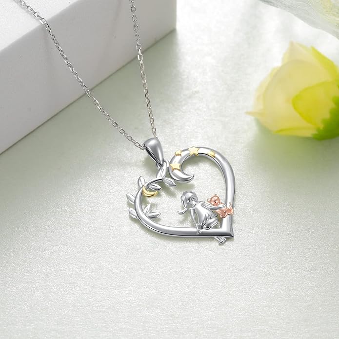 Highland Cow/Unicorn/Turtle/Moon Fairy/Axolotl/Owl/Mermaid/Cat/Cat and Girl/Frog/Wolf Necklace 925 Sterling Silver Animal Necklace Animal Jewelry Gifts for Women