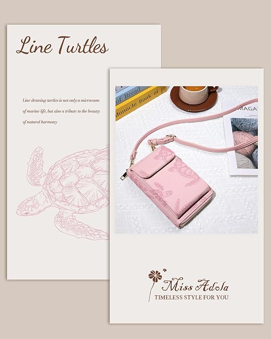 Cute Crossbody Purse Cell Phone Bags for Women - Leather Cellphone Wallet Purse with Handle Rope and Adjustable Shoulder Rope