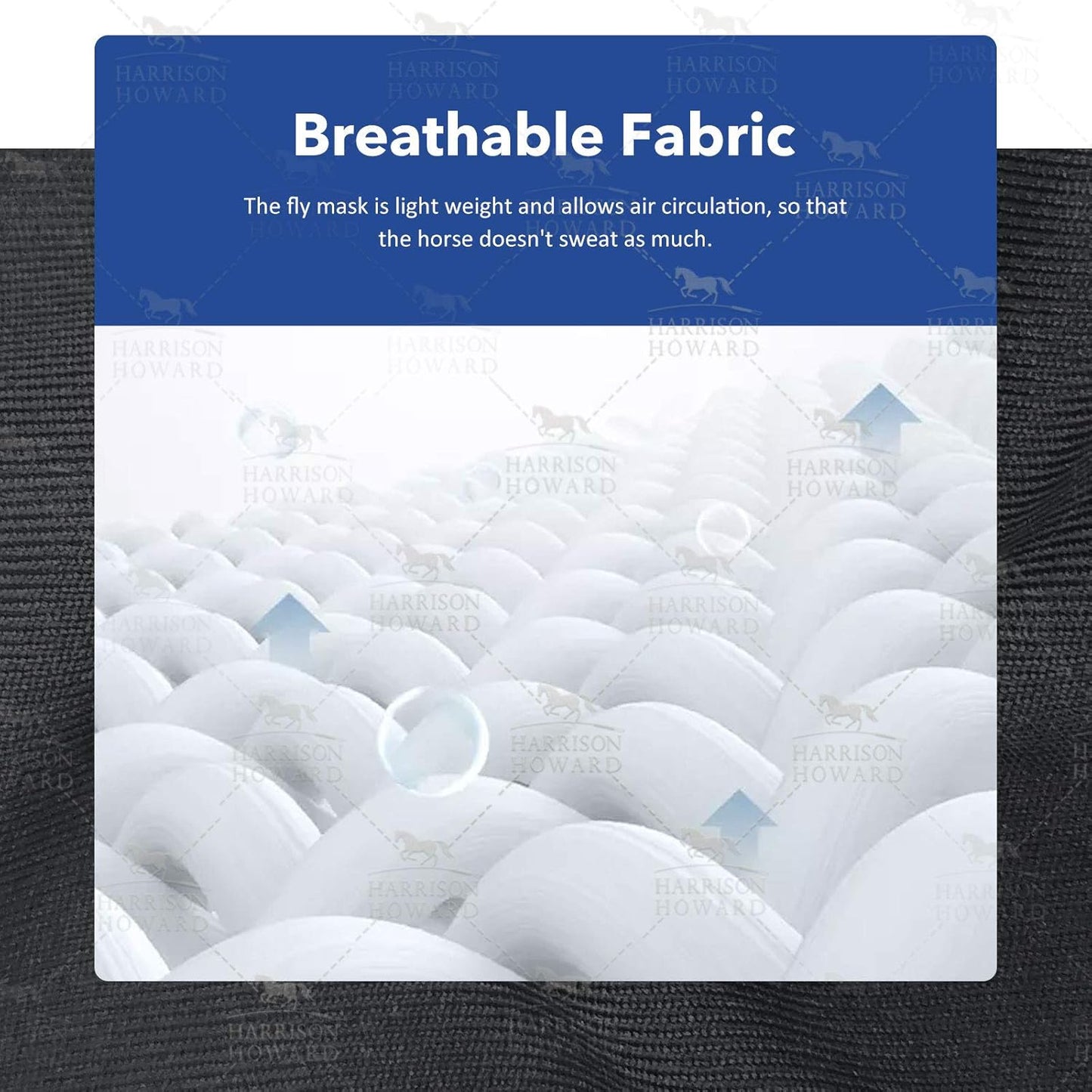 Harrison Howard Super Comfort Stretchy Fly Mask Large Eye Space with UV Protection Soft on Skin with Breathability Geo Feather M