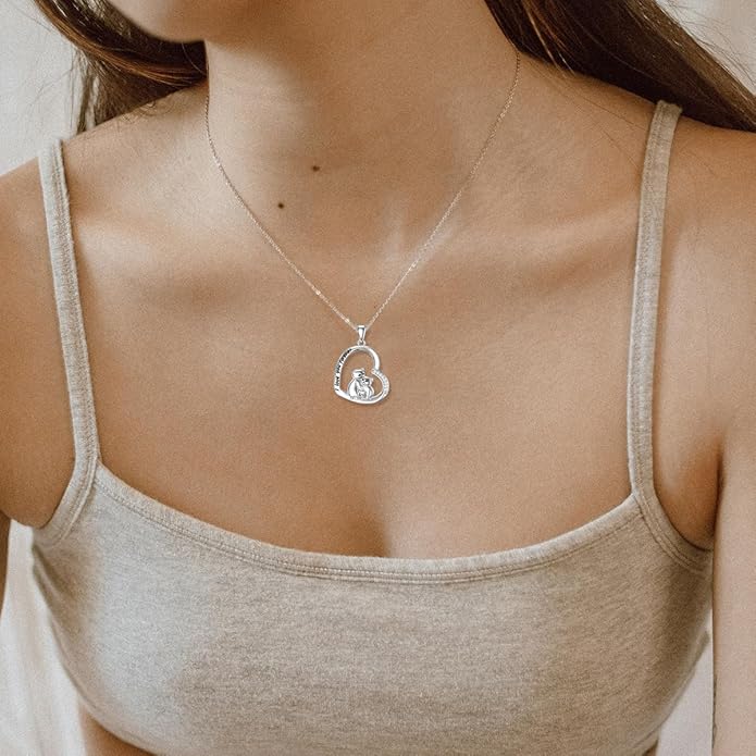 Diamond Black Cat Necklace for Women 925 Sterling Silver Cat on Moon Necklace Pendant Black Cat Jewelry Gifts for Women Mom Wife Girlfriend Daughter Girls