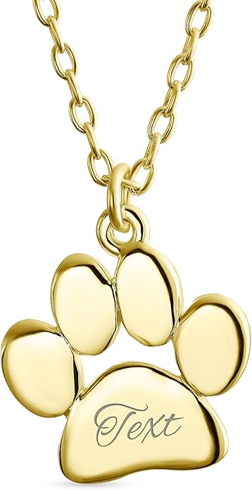 Personalized Initial Alphabet A-Z Dainty Dog Cat Pet Kitten Puppy Paw Print Pendant Necklace Animal Jewelry For Women Teen Polished Rose Yellow Gold Plated .925 Sterling Silver Customizable
