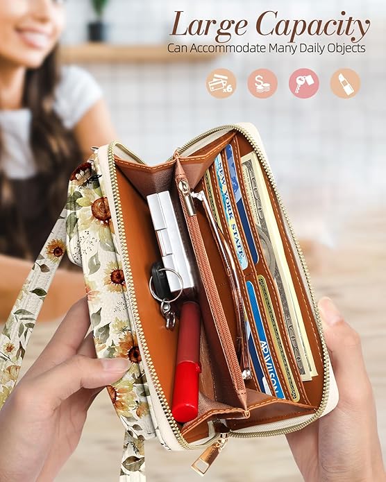 Cute Crossbody Purse Cell Phone Bags for Women - Leather Cellphone Wallet Purse with Handle Rope and Adjustable Shoulder Rope