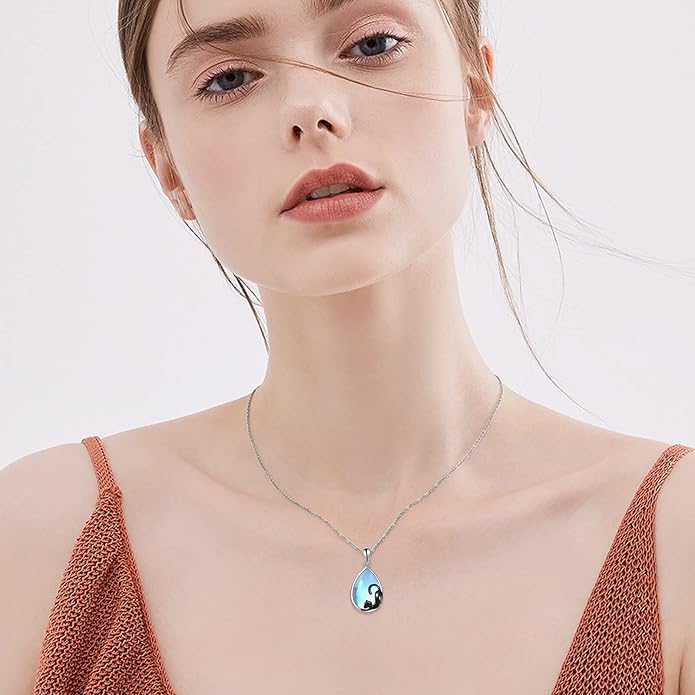 AXELUNA Black Cat Necklace 925 Sterling Silver Kitten Pendant Circle Crystal Necklace Cat Jewelry Gifts for Women Girls Girlfriend Animal Lovers
