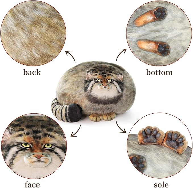 Cat Plush Pillow,Pallas Cat Plush Body Pillow,Kitten Plush Throw Pillow,Soft & Comfortable Stuffed Animal Plushies,Gift for Girls Boys Girlfriend(18 in)