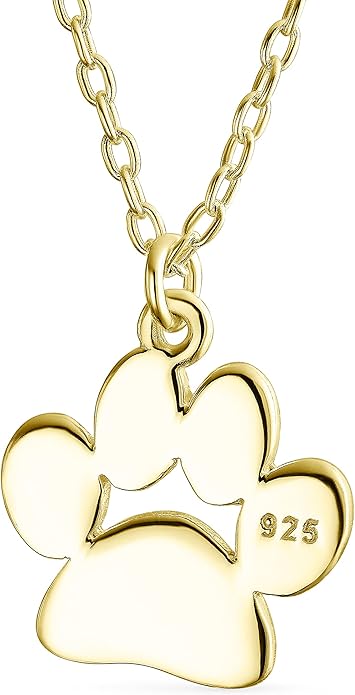 Personalized Initial Alphabet A-Z Dainty Dog Cat Pet Kitten Puppy Paw Print Pendant Necklace Animal Jewelry For Women Teen Polished Rose Yellow Gold Plated .925 Sterling Silver Customizable