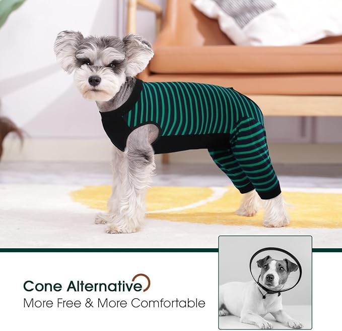 Kuoser Dog Recovery Suit for Back Legs,Soft Dog Surgery Suit with Sleeves to Stop Licking,Dogs Recovery Sleeve Elbow Protector Pet Surgical Onesie for Abdominal Wounds Dogs Cone Alternative,Green M