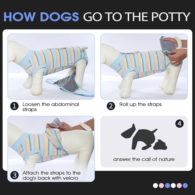 FUAMEY Recovery Suit for Dogs After Surgery,Soft Breathable Dog Bodysuit E-Collar & Cone Alternative Surgical Suit,Male Female Dog Neuter Spay Suits Anti Licking Wounds Onesie Blue Yellow Stripes XXL