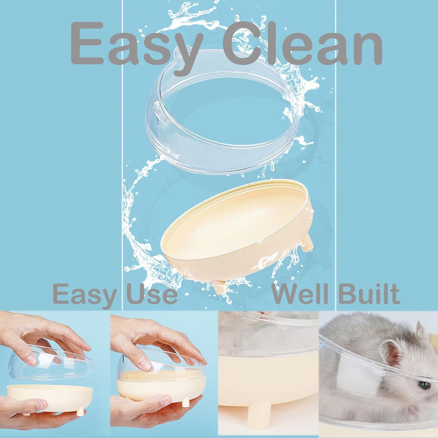 Meow&Woof Hamster Sand Bath Container, Large Sandbox Toilet Gerbil Batheoom, Tiny Chinchilla Dust Bathtub Sand Bath Box for Hamster Cage Accessories 6.5 Inch-White