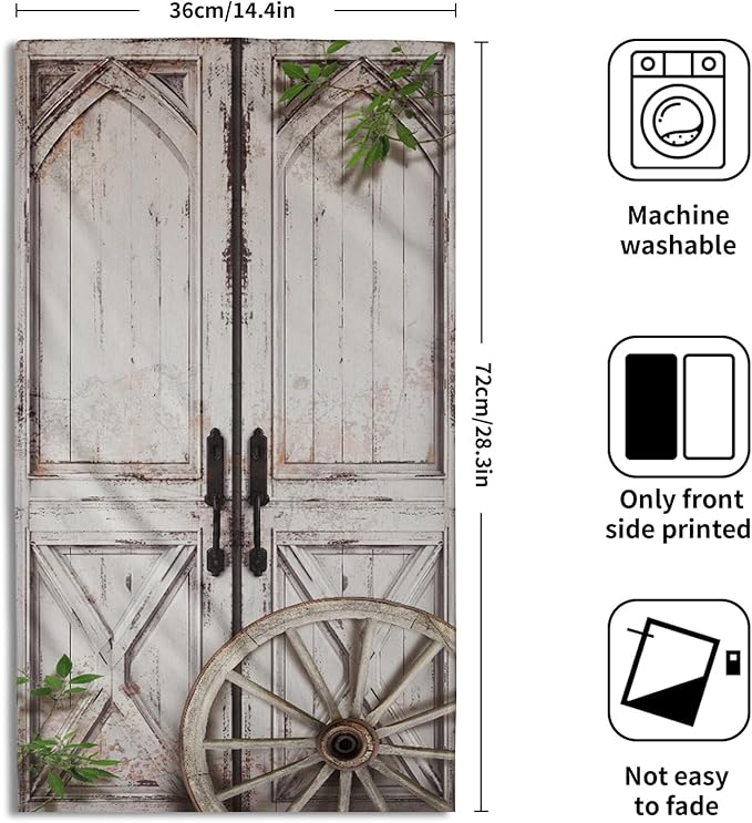 Giwawa Rustic Wood Hand Towels Set of 2 Barn Door Dish Towels Soft Absorbent Decorative Fingertip Bath Towel for Bathroom Gym Hotel Home