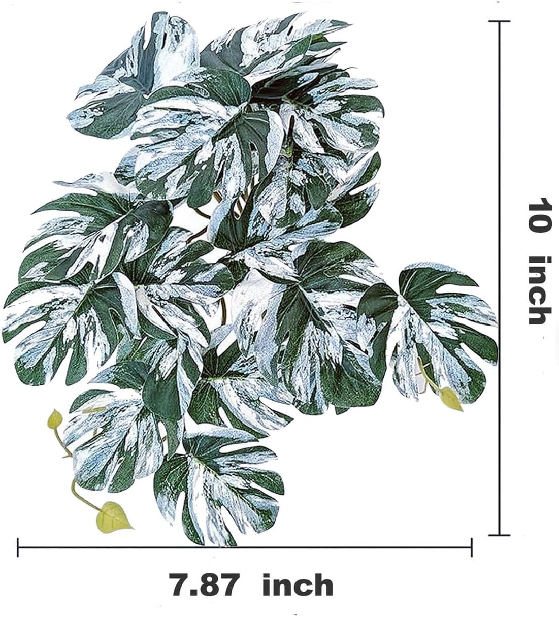 Reptile Plants for Terrarium, Amphibian Habitat Decor Artificial Hanging Plants with Suction Cup, Artificial Plants for Gecko Chameleon Snake Tortoise Tank Accessories. 2-Pack (Monstera)