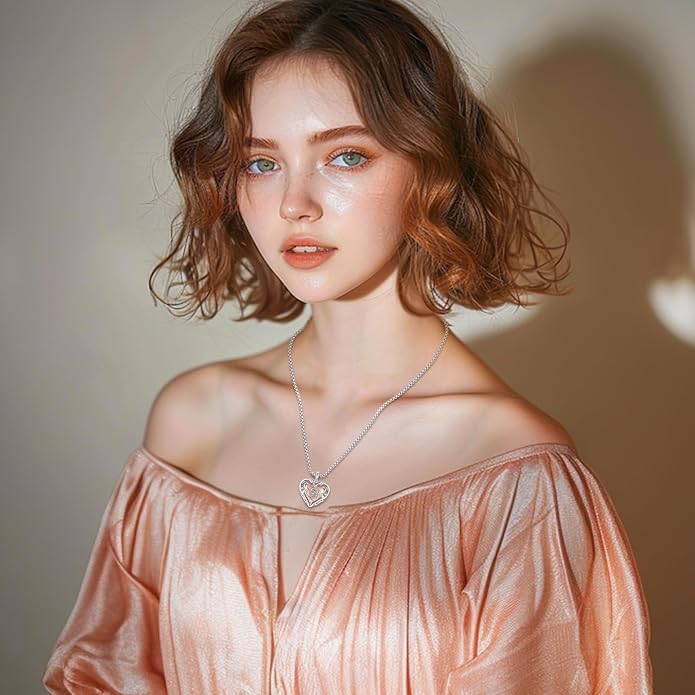 Eusense Cremation Jewelry for Ashes Urn Necklace to Put Ashes In 925 Sterling Silver Memorial Pendant Heart Urn Necklaces for Ashes Necklace for Women Men