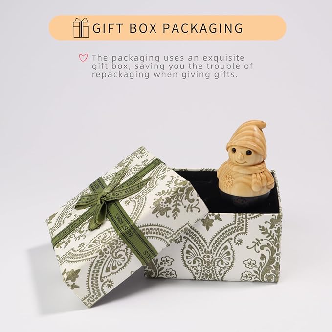 Christmas Snowman Wooden Figurine,Miniature Wooden Festive Snowman Tumbler Art Decoration Carved Garden Statue,Desk Decoration Lovely Gift Home Decor Figurine Table Living Room Holiday Decoration