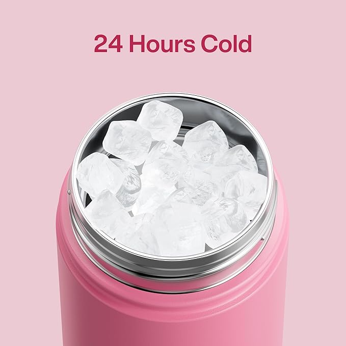 Insulated Water Bottle with Straw Stainless Steel Water Bottle, Leak-Proof, BPA-Free, Double Wall Vacuum Keeps Cold for 24 Hours for Sports, Travel, School (18 oz, Tulip)