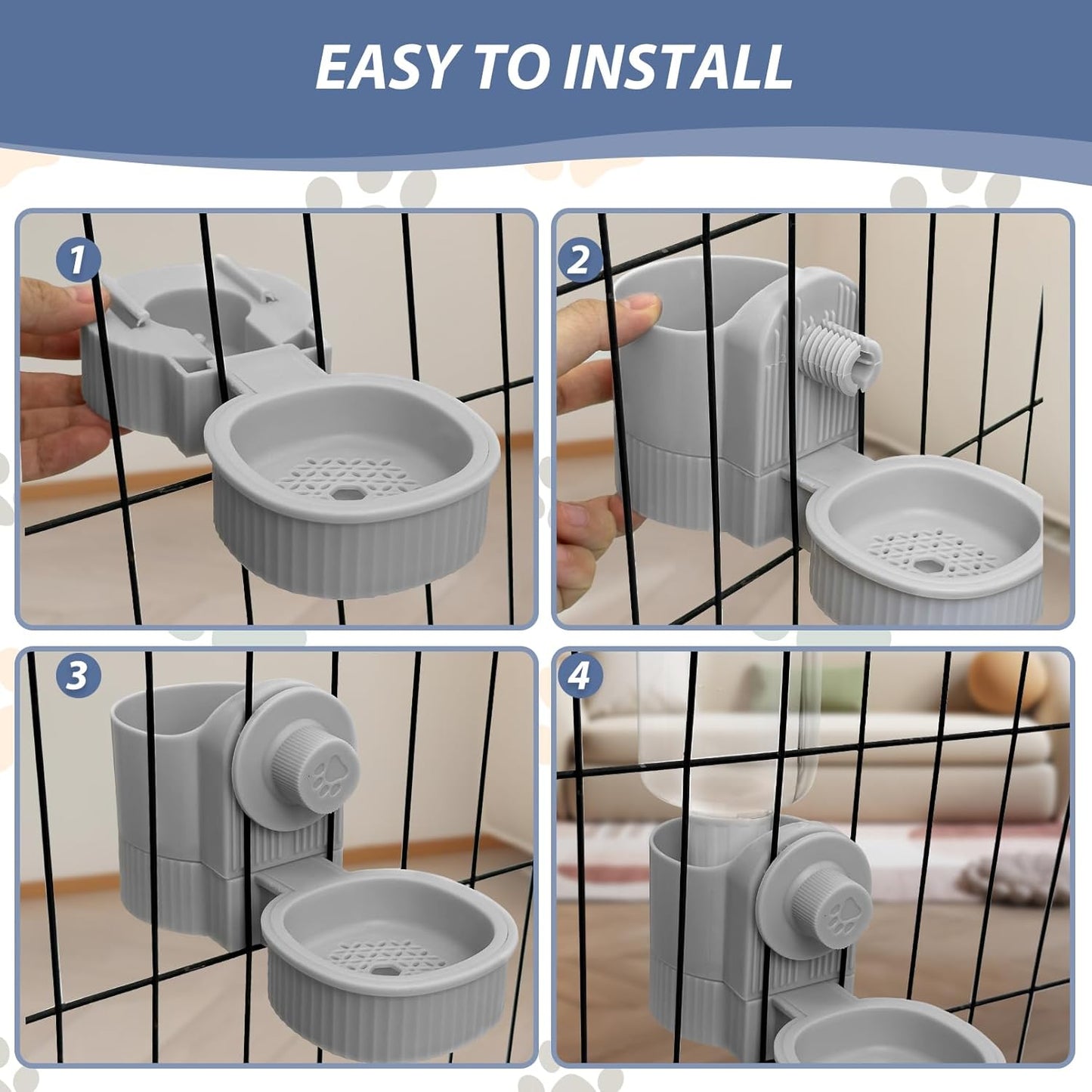 Fhiny Rabbit Water Bottle, 18oz Hanging Guinea Pig Water Bottle No Drip Gravity Automatic Bunny Water Dispenser for Cage Rabbit Waterer for Guinea Pig Bunny Chinchilla Ferret Cat Puppy